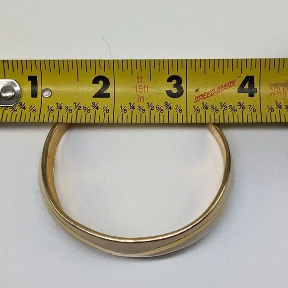 Vintage Avon Cream Enamel Cuff Bracelet  Love Knot Gold Tone Metal 1980s - Picture 4 of 4